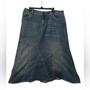 GITANO Vintage Y2K‎ Denim Flare Midi Patchwork Skirt Western Rodeo Cowgirl 18W